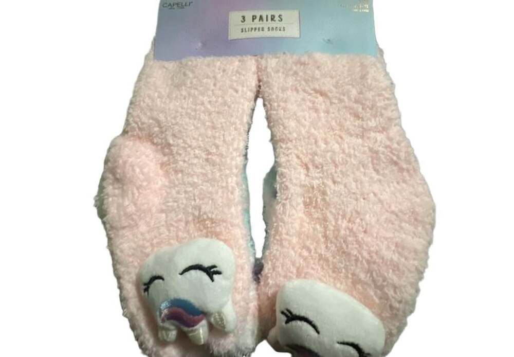 Capelli New York 3 Pairs Slipper Socks Pink Unicorn and Blue Star S/M